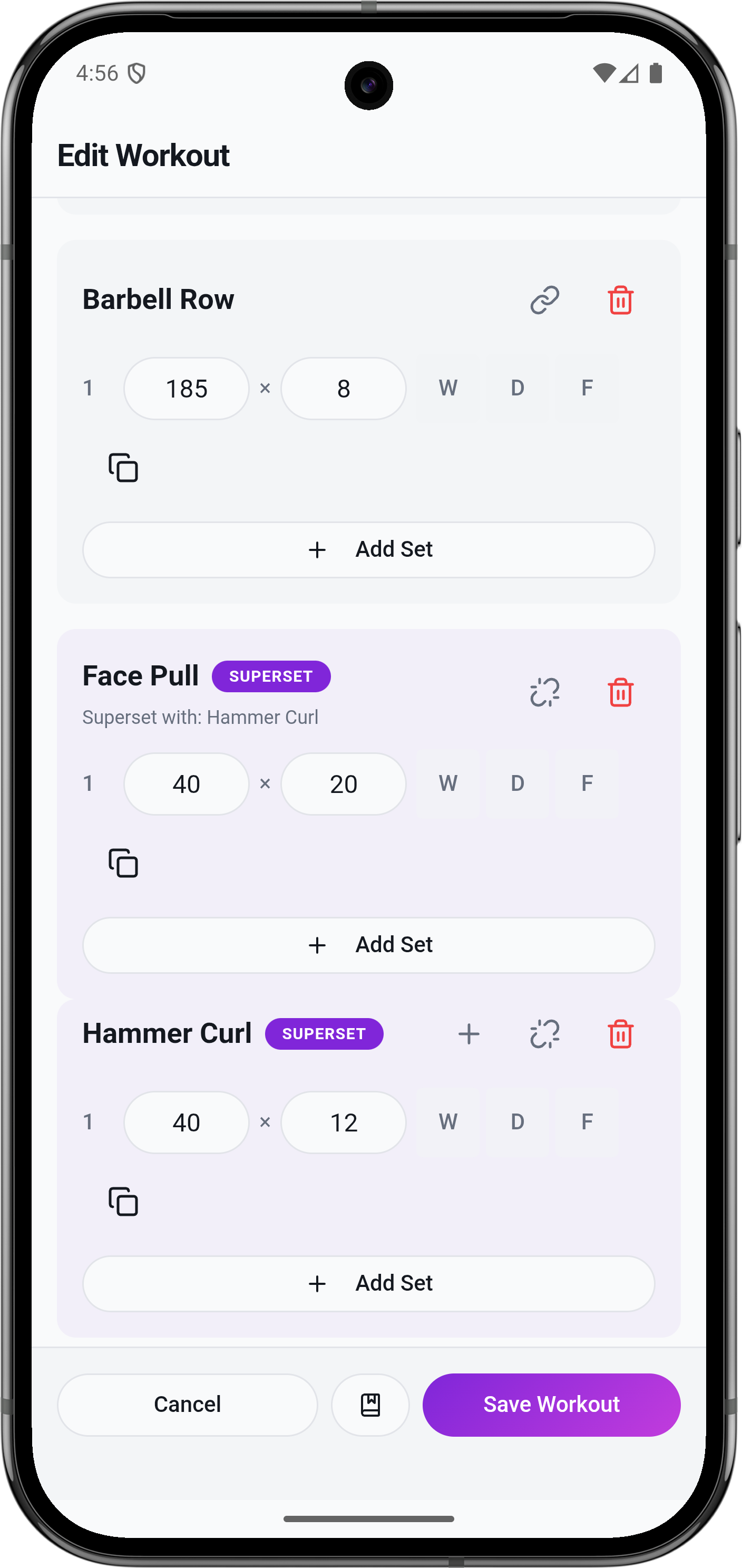 Workout logging